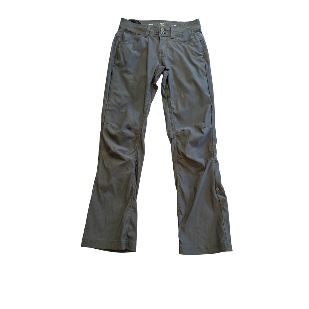 Prana Halle Hiking Pants Womens 0 Short Charcoal Gray Roll Up Snap Gorpcore